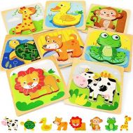 Toy Life Toddler Puzzles 8 Piece Wooden Puzzles for Toddlers 1-3, Puzzle 2 Year Old, Toddler Puzzles Ages 2-4, Montessori Puzzles for 1 Year Old, Baby Puzzles for Toddlers 1-3