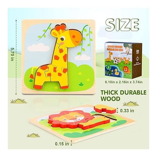  Toy Life Toddler Puzzles 8 Piece Wooden Puzzles for Toddlers 1-3, Puzzle 2 Year Old, Toddler Puzzles Ages 2-4, Montessori Puzzles for 1 Year Old, Baby Puzzles for Toddlers 1-3