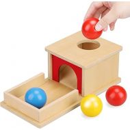 TOY Life Object Permanence Box with Tray and 3 Balls Montesorri Toys 6-12 Months Ball Drop Toy Box Wooden Baby Montessori Toys for Babies 6 to 12 Months Early Educational Montessori Toys
