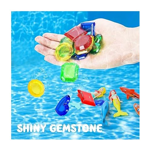  TOY Life 16Pcs Swimming Pool Dive Toys for Kids Swim Toys for Kids Practice Diving Swimming Toys with Pool Torpedo Gliding Shark Pool Mermaid Toys Underwater Diving Game Water Games for Boys and Girls