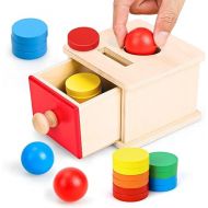 TOY Life Montessori Toys Object Permanence Box Toys 2-in-1 Wooden Ball Drop Toy & Coin Box Montessori Toys for Babies 6-12 Months Wooden Toys for 1 + Year Old Baby Development Toy Gifts for Toddler