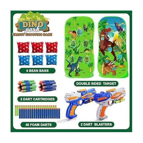  TOY Life Dinosaur Outdoor Toys for Kids 3 4 5 8 Toy Guns Toddler Outdoor Toy for Boys, Outdoor Dinosaur Shooting Games for Kids, Kids Cornhole Bean Bag Toss Game Set, Outside Toys for Kids Games