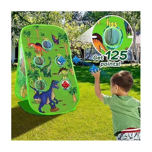  TOY Life Dinosaur Outdoor Toys for Kids 3 4 5 8 Toy Guns Toddler Outdoor Toy for Boys, Outdoor Dinosaur Shooting Games for Kids, Kids Cornhole Bean Bag Toss Game Set, Outside Toys for Kids Games