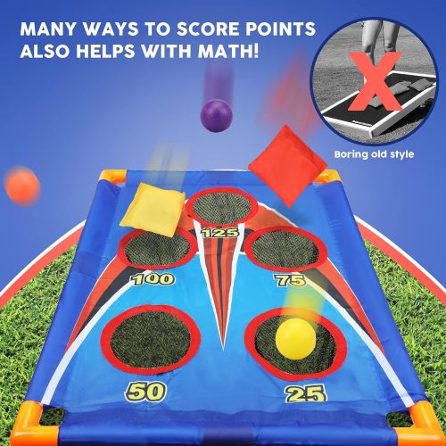  TOY Life Kids Cornhole Outdoor Games Bean Bag Toss Game for Kids - Kids Outdoor Toys - Cornhole - Outdoor Games for Kids - 6 Bean Bag Toss and 3 Corn Hole Balls - Outside Toys for