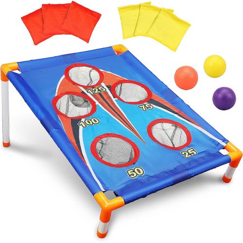  TOY Life Kids Cornhole Outdoor Games Bean Bag Toss Game for Kids - Kids Outdoor Toys - Cornhole - Outdoor Games for Kids - 6 Bean Bag Toss and 3 Corn Hole Balls - Outside Toys for