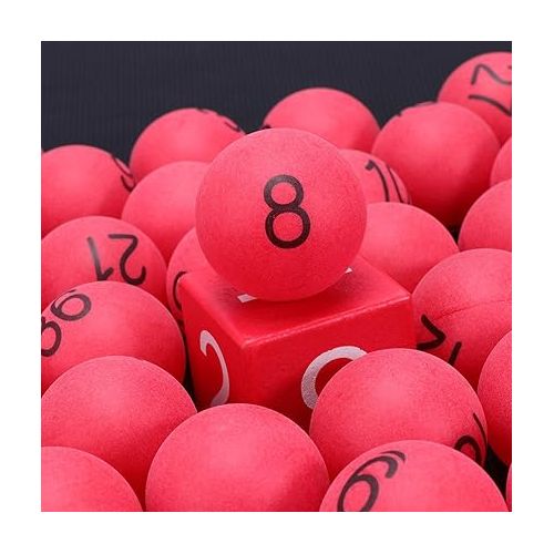 100pcs Plastic Table Tennis Balls 4cm Numbered Bingo Ball Balls Colored Ping Pong Balls 1-100 Wedding Birthday Party Supplies Red