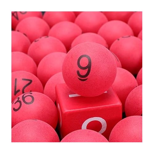  100pcs Plastic Table Tennis Balls 4cm Numbered Bingo Ball Balls Colored Ping Pong Balls 1-100 Wedding Birthday Party Supplies Red