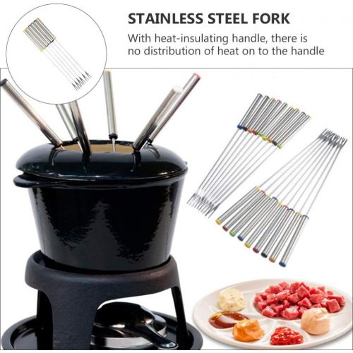  [아마존베스트]TOYANDONA Pack of 12 Stainless Steel Fondue Forks with Heat Resistant Handle for Chocolate Fondue Fondue Marshmallows