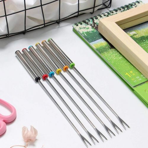  [아마존베스트]TOYANDONA Pack of 12 Stainless Steel Fondue Forks with Heat Resistant Handle for Chocolate Fondue Fondue Marshmallows