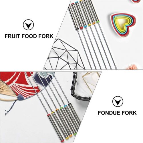  [아마존베스트]TOYANDONA Pack of 12 Stainless Steel Fondue Forks with Heat Resistant Handle for Chocolate Fondue Fondue Marshmallows