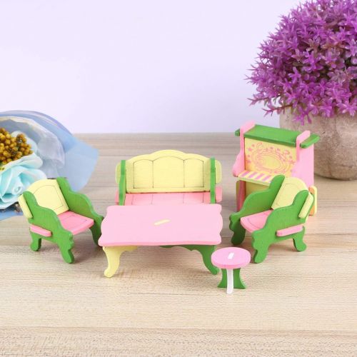  TOYANDONA 5pcs Miniature Dollhouse Furniture Toys Mini Small Chair Table Doll Furniture Wooden Toys Dollhouse Accessories for Kids Girls Boys Children