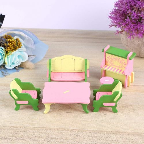  TOYANDONA 5pcs Miniature Dollhouse Furniture Toys Mini Small Chair Table Doll Furniture Wooden Toys Dollhouse Accessories for Kids Girls Boys Children