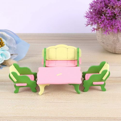  TOYANDONA 5pcs Miniature Dollhouse Furniture Toys Mini Small Chair Table Doll Furniture Wooden Toys Dollhouse Accessories for Kids Girls Boys Children