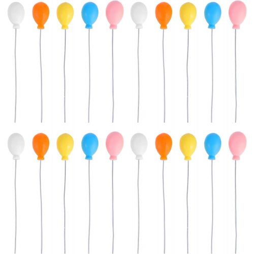  TOYANDONA 50Pcs Miniature Balloons Dollhouse 3D Balloons Cake Picks Plastic for Fairy Garden Bonsai Dollhouse Cupcake Toppers Birthday Cake Toppers Decorations ( Ball Shape )