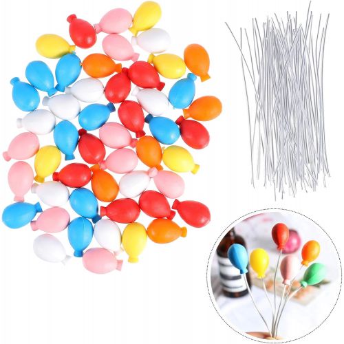  TOYANDONA 50Pcs Miniature Balloons Dollhouse 3D Balloons Cake Picks Plastic for Fairy Garden Bonsai Dollhouse Cupcake Toppers Birthday Cake Toppers Decorations ( Ball Shape )