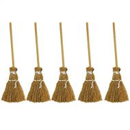 TOYANDONA 5pcs Dollhouse Miniature Broom Mini Broom Costume Hangings Decorations Toys Straw Broom Wizard Accessory Micro Landscape Decor