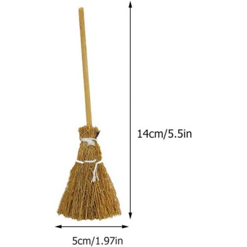  TOYANDONA 5pcs Dollhouse Miniature Broom Mini Broom Costume Hangings Decorations Toys Straw Broom Wizard Accessory Micro Landscape Decor