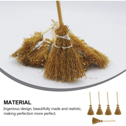  TOYANDONA 5pcs Dollhouse Miniature Broom Mini Broom Costume Hangings Decorations Toys Straw Broom Wizard Accessory Micro Landscape Decor