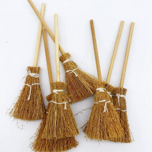  TOYANDONA 5pcs Dollhouse Miniature Broom Mini Broom Costume Hangings Decorations Toys Straw Broom Wizard Accessory Micro Landscape Decor