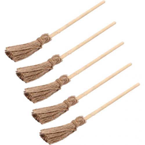  TOYANDONA 5pcs Dollhouse Miniature Broom Mini Broom Dollhouse Furniture Props Micro Landscape Decor