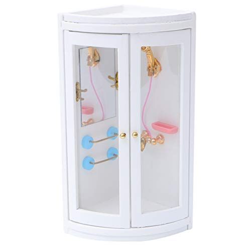  TOYANDONA 1/12 Doll House Bathroom Miniature Wooden Shower Room Miniature Furniture Accessories Family Bathroom Playset