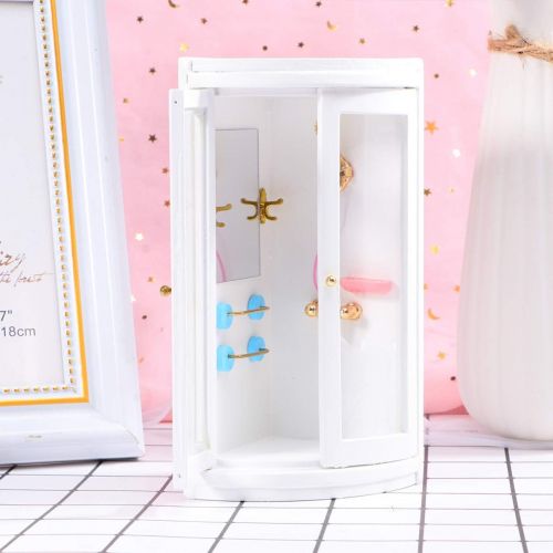  TOYANDONA 1/12 Doll House Bathroom Miniature Wooden Shower Room Miniature Furniture Accessories Family Bathroom Playset