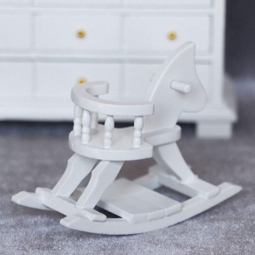  TOYANDONA Dollhouse Furniture Miniature Baby Rocking Horse Chair for Doll House Miniature Accessory Kids Pretend to Creative Birthday Handcraft Gift