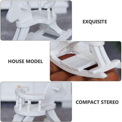 TOYANDONA Dollhouse Furniture Miniature Baby Rocking Horse Chair for Doll House Miniature Accessory Kids Pretend to Creative Birthday Handcraft Gift