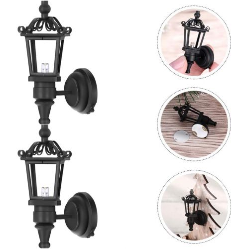  TOYANDONA 2pcs Dollhouse LED Wall Sconces 1: 12 Scale Wall Lamp Simulation Miniature Furnitures for DIY Dollhouse Living Room Mini Toy Wall Lamp Models Black