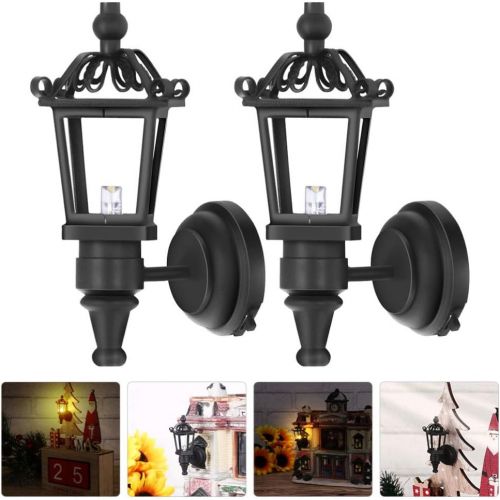  TOYANDONA 2pcs Dollhouse LED Wall Sconces 1: 12 Scale Wall Lamp Simulation Miniature Furnitures for DIY Dollhouse Living Room Mini Toy Wall Lamp Models Black