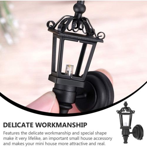  TOYANDONA 2pcs Dollhouse LED Wall Sconces 1: 12 Scale Wall Lamp Simulation Miniature Furnitures for DIY Dollhouse Living Room Mini Toy Wall Lamp Models Black