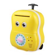 TOYANDONA Cartoon Piggy Bank Wist Code Mini Safe Intelligent Lock Money Bank for Kids Children (Yellow)