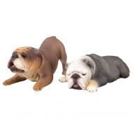 TOYMANY Realistic Large Bulldog Figurines, Solid Dog Figures Toy Set, Christmas Birthday Gift Party Decoration for Kids Toddlers Children (2pcs)