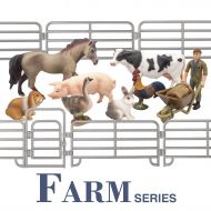 TOYMANY Solid Realistic 14PCS Farm Animal Figures Set with Fence, Farm Animals Playset Includes Farmer Horse Cow Pig Hen Duck Rabbits, Birthday Christmas Toy Gift for Kids Toddlers