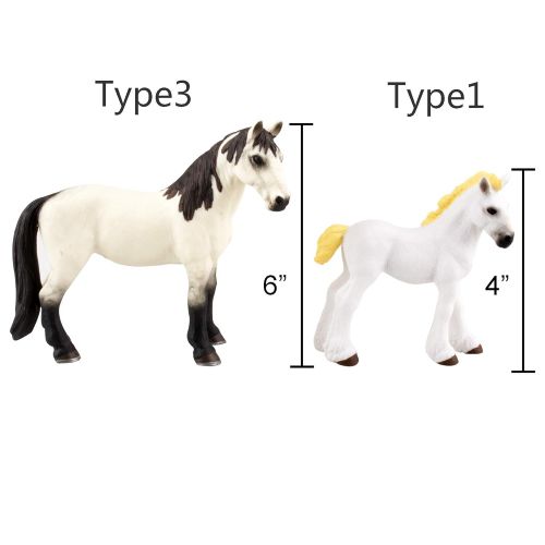  TOYMANY 6PCS 5 Realistic Plastic Large Horse Figurines Set, Detailed Textures Foal Pony Animal Toy Figures, Christmas Birthday Gift Decoration for Kids Toddlers Children