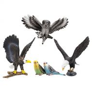 TOYMANY 5PCS Realistic Textures Bird Figurines, Tiny Birds Animal Figures Toy Set Includes Bald Eagles Owl, Easter Eggs Educational Christmas Birthday Gift Set for Boys Girls Kids