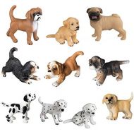[아마존베스트]TOYMANY 10PCS Dog Figurines Playset, Realistic Detailed Plastic Puppy Figures, Hand Painted Emulational Dogs Animals Toy Set, Cake Toppers Christmas Birthday Gift for Kids Toddlers