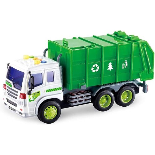  TOYMEMBER Toy Garbage Trucks for Toddlers and Boys - Durable?Toddler Recycling and Trash Toys - Green Trash Truck for Kids - Friction Powered Garbage Truck Toys with Lights and Sou