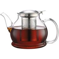 TOYO HOFU Klarglas Teekanne mit Infuser Hitzebestandig Gasherdplatte Sicherheit Entfernbar Edelstahlfilter 1100ml/39oz