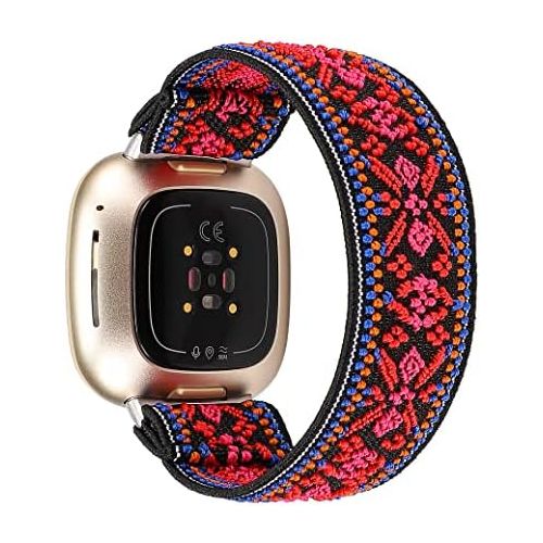  [아마존베스트]TOYOUTHS Elastic Band Compatible with Fitbit Versa 3 Bands Scrunchie Strap Replacement for Fitbit Sense Fabric Nylon Sport Stretchy Fashion Wristband Women Men