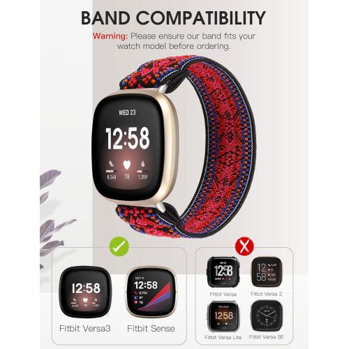  [아마존베스트]TOYOUTHS Elastic Band Compatible with Fitbit Versa 3 Bands Scrunchie Strap Replacement for Fitbit Sense Fabric Nylon Sport Stretchy Fashion Wristband Women Men
