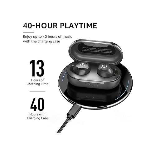  TOZO NC9 Hybrid Active Noise Cancelling Wireless Earbuds, in Ear Headphones IPX6 Waterproof Bluetooth 5.3 Stereo Earphones, Immersive Sound Premium Deep Bass Headset Matte Black