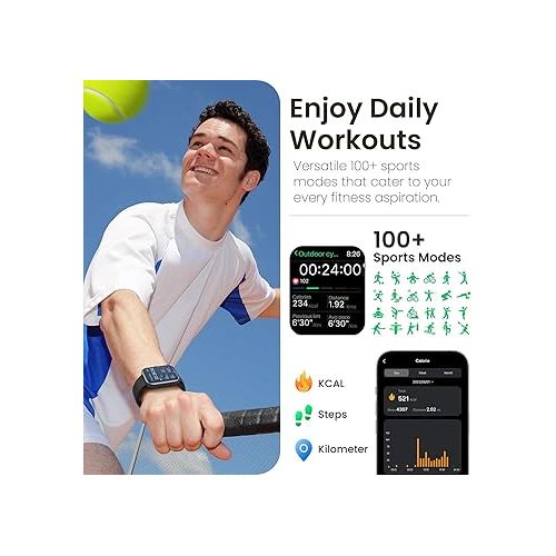  TOZO S3 Smart Watch (Answer/Make Call) Bluetooth Fitness Tracker with Heart Rate, Blood Oxygen Monitor, Sleep Monitor IP68 Waterproof 1.83-inch HD Color for Men Women Compatible iPhone & Android