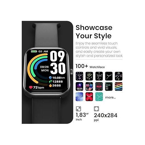  TOZO S3 Smart Watch (Answer/Make Call) Bluetooth Fitness Tracker with Heart Rate, Blood Oxygen Monitor, Sleep Monitor IP68 Waterproof 1.83-inch HD Color for Men Women Compatible iPhone & Android