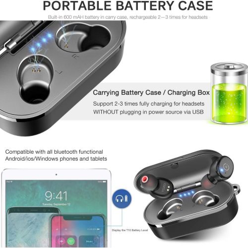  [아마존 핫딜]  [아마존핫딜]TOZO T10 Bluetooth 5.0 Wireless Earbuds with 【Wireless Charging Case】 IPX8 Waterproof TWS Stereo Headphones in-Ear Built-in Mic Headset Premium Sound with Deep Bass for Sport