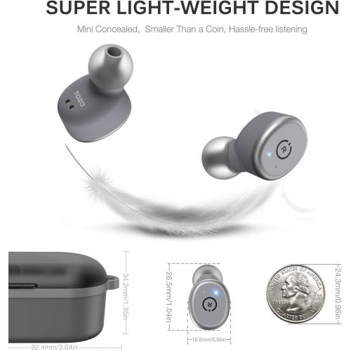  [아마존 핫딜]  [아마존핫딜]TOZO T10 Bluetooth 5.0 Wireless Earbuds with 【Wireless Charging Case】 IPX8 Waterproof TWS Stereo Headphones in-Ear Built-in Mic Headset Premium Sound with Deep Bass for Sport [Gray