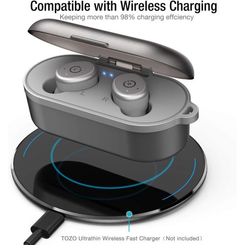  [아마존 핫딜]  [아마존핫딜]TOZO T10 Bluetooth 5.0 Wireless Earbuds with 【Wireless Charging Case】 IPX8 Waterproof TWS Stereo Headphones in-Ear Built-in Mic Headset Premium Sound with Deep Bass for Sport [Gray