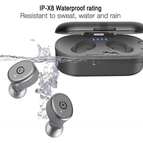  [아마존 핫딜]  [아마존핫딜]TOZO T10 Bluetooth 5.0 Wireless Earbuds with 【Wireless Charging Case】 IPX8 Waterproof TWS Stereo Headphones in-Ear Built-in Mic Headset Premium Sound with Deep Bass for Sport [Gray