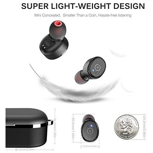  [아마존베스트]TOZO T10 Bluetooth 5.0 Wireless Earbuds with 【Wireless Charging Case】 IPX8 Waterproof TWS Stereo Headphones in-Ear Built-in Mic Headset Premium Sound with Deep Bass for Sport