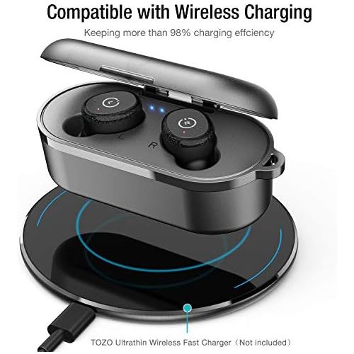  [아마존베스트]TOZO T10 Bluetooth 5.0 Wireless Earbuds with 【Wireless Charging Case】 IPX8 Waterproof TWS Stereo Headphones in-Ear Built-in Mic Headset Premium Sound with Deep Bass for Sport